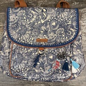 Sakroots Navy and Cream Floral Backpack